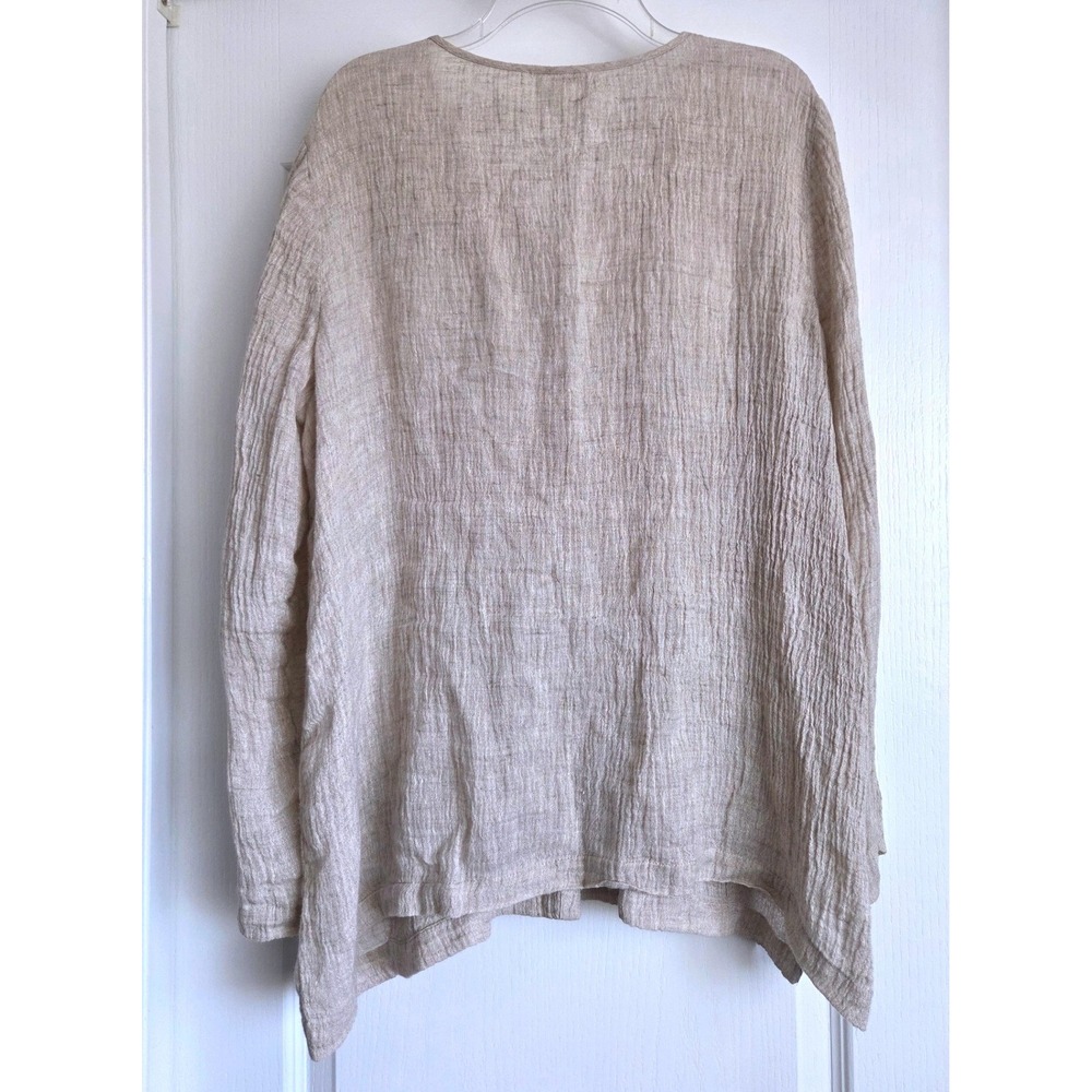 J. Jill Pure Jill Women Linen Lagenlook Button-Down Crinkle Shirt Cardigan Sz L - Picture 3 of 6